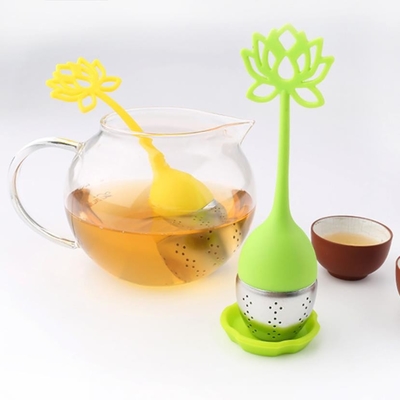 印刷のロゴのはすの花の形の食品等級のシリコーンの茶漉し